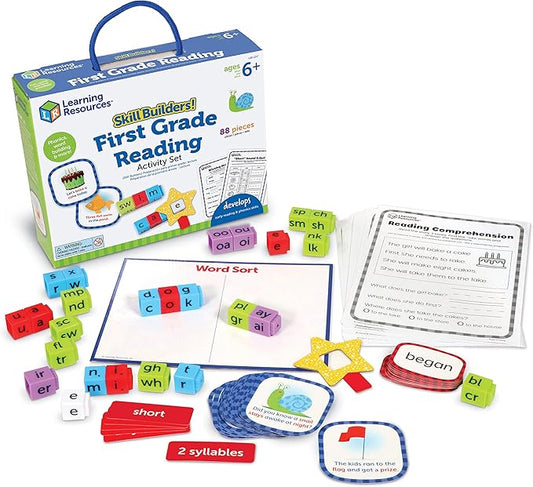 Learning Resources Skill Builders! 1st Grade Reading - 88 Pieces, Ages 6+ First Grade Learning Materials, Homeschool and Classroom Supplies, Reading Games for Kids
