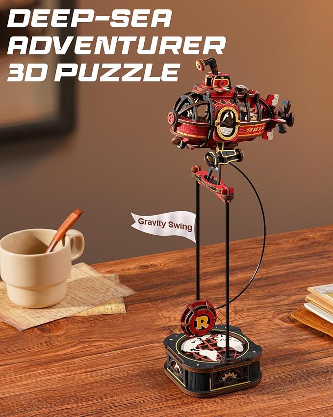 ROKR Pendulum Balance Toy, 3D Wooden Puzzles for Adults, Retro Deep-Sea Adventurer, DIY Craft Wood Puzzle Kit, Unique Gift for Men Women