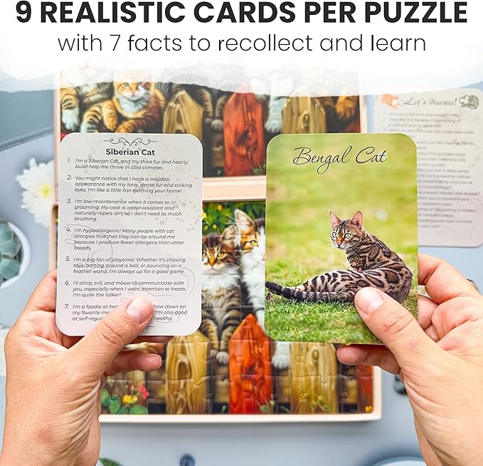 QUOKKA 60 Pieces Dementia Puzzles for Elderly - 3SET Large Piece Puzzles for Seniors - 9 Memory Flashcards with Facts I 25 Discussion Prompts per Puzzle - Alzheimer's Activities Products for Elderly