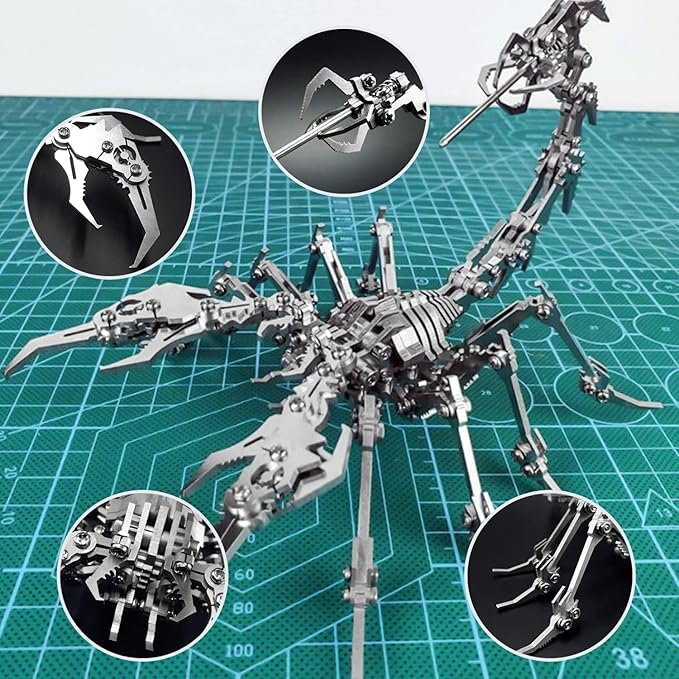 3D Metal Model Kits, Mechanical Scorpion King 3D Metal Puzzle,Steel Warcraft Collection DIY Animal Brain Teasers Simple 3D Puzzles Home Decor Art Craft Gifts Toys for Adult Teens