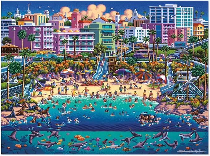 Buffalo Games - Sapphire Select - Eric Dowdle - La Jolla Cove - 1000 Piece Jigsaw Puzzle – Challenging & Fun – Blue Core Puzzle Board – Giftable Display Box - Full Size Poster Included