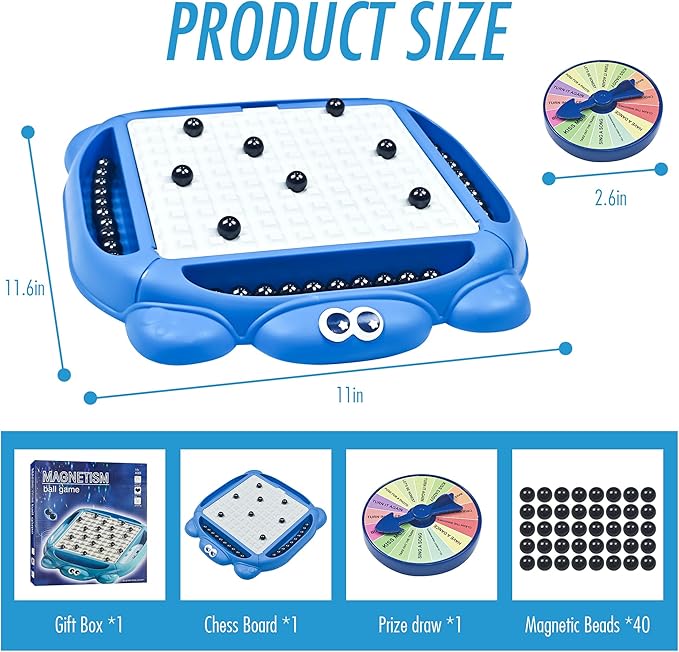 Magnetic Chess Game, Magnet Board Game with Board and 40 Stones, Innovative Table Top Magnetic Strategy Puzzle Game for Kids Adults, Educational Multiplayer Games for Christmas Birthday Party