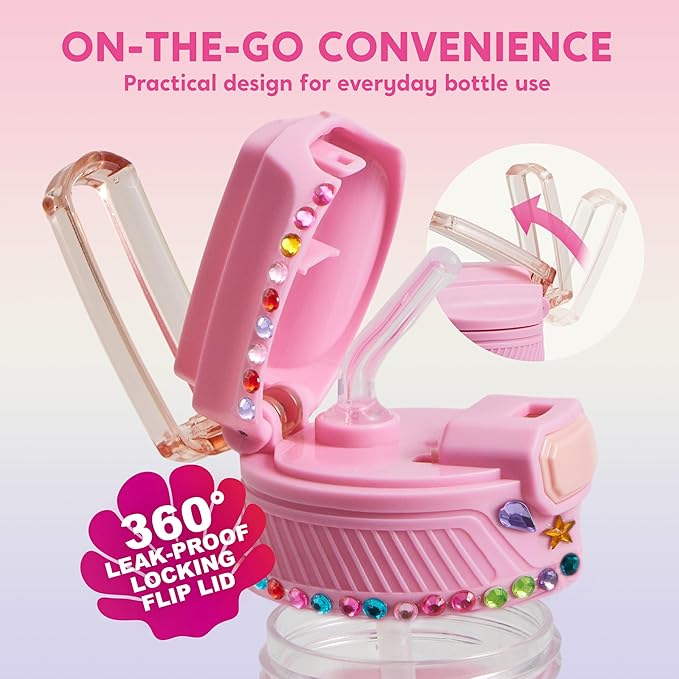 Klever Kits Decorate Your Own Water Bottle Kits for Girls Age 6+, Mermaid DIY Gem Diamond Painting Crafts, Girl Birthday Gift Arts and Crafts Fun Arts for Girls Birthday Christmas