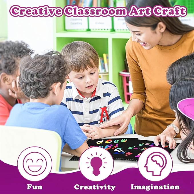 HXDOGSP Scratch Art for Kids: 24 Pack Rainbow Scratch Paper Party Favors - Art Crafts Notebook Suitable for Birthday Gifts/School Crafts Kit/Classroom Prizes for Girls and Boys Aged 4-12