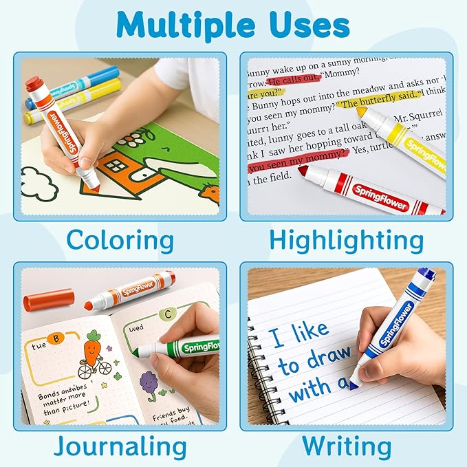 SpringFlower 480 Count Washable Markers Bulk, 16 Assorted Colors Markers Bulk Back to School Classroom Supplies, Broad Tip for Kids, Classroom School Teacher Must Haves