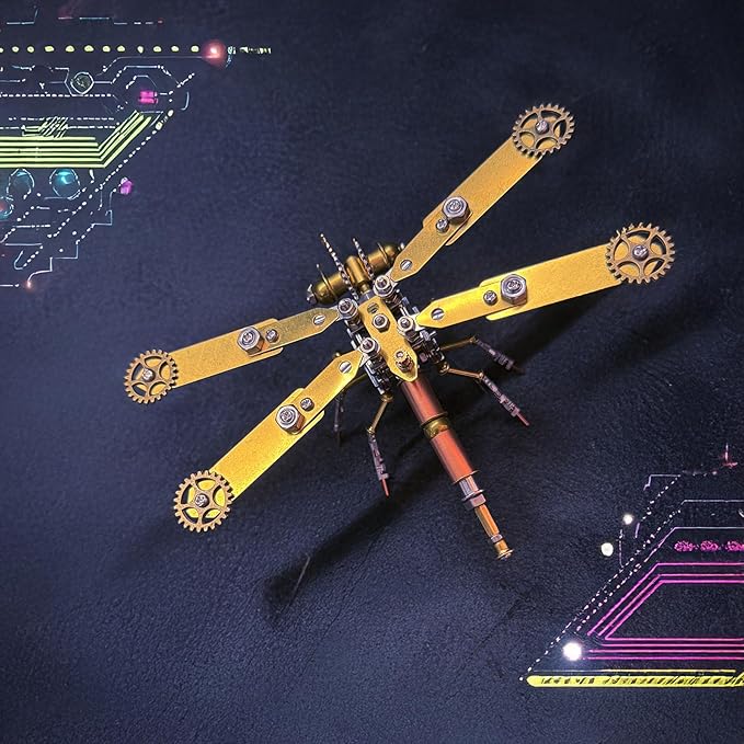 Steampunk Metal Insect Bug Mechanical Steampunk Sculpture Steampunk Mechanical Insect Clockwork 3D Steampunk Metal Puzzle Kits for Adults (Mechanical Dragonfly C)