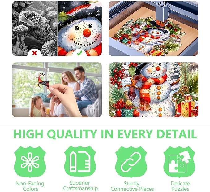 Christmas Best Gifts, Wooden Puzzles for Adults, Snowman Puzzle, Wooden Christmas Puzzle for Adults, Wood Puzzles Adult, Canvas Puzzel (M-10.2 * 9.8in -190 pcs)