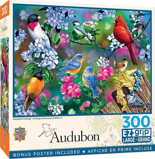 MasterPieces Audubon - Singbird Collage 300pc Ezgrip Puzzle