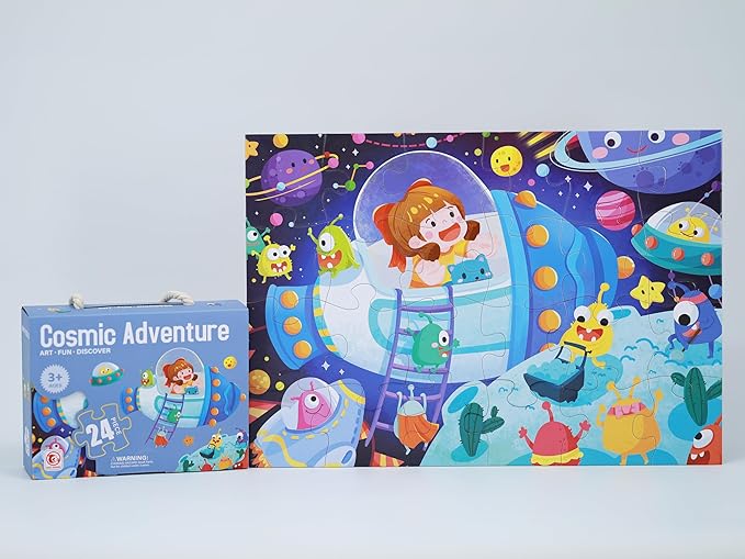 PhoenixtreeMoon Large Floor Puzzles for Kids Ages 4–6, 4-in-1 Educational Storytelling Jigsaw Puzzles – Animal, Sea, Space Themes for Boys and Girls