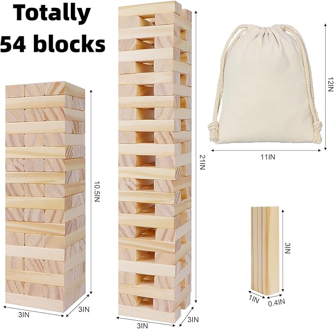 Glintoper Tic Tac Toe & Tumble Tower Blocks Tables Game Set, Classic Wood Stacking Game & XOXO Board Games for Kids Family, Living Room Rustic Coffee Table Decor, Travel Strategy Board Games