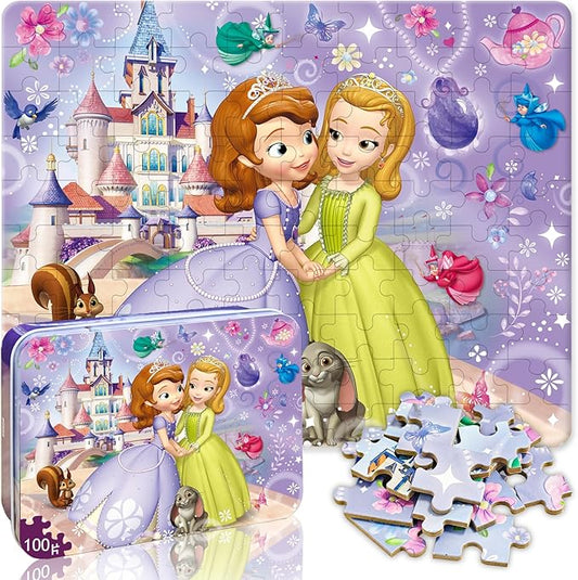Puzzles for Kids Ages 4-6, 100 Piece Jigsaw Puzzles in Metal Box, Educational Learning Toys for Boys and Girls, Premium Puzzle Games, Kids Puzzles Ages 3-5 Gift