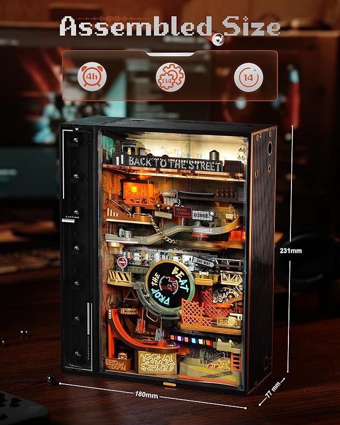 ROKR 3D Puzzle for Adults, Electric Marble Run Model Kits, Parallel World Hip-hop Street, Desk Decoration, Building Sets for Boys Girls Birthday Gifts