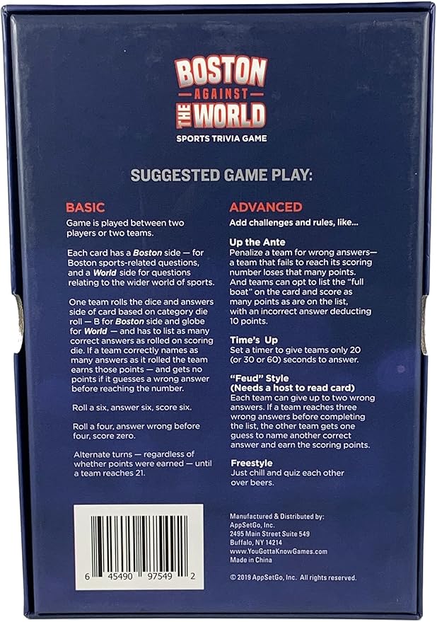 Boston Against The World - Sports Trivia Game