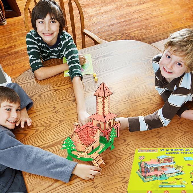 3D Wooden Puzzle,3D Architectural Model Building Set for Teens and Kids Ages 8+,Coffee Table Decor,Arts and Crafts for Kids. (2 Puzzles)