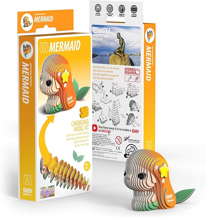 Eugy Mermaid 3D Puzzle, 25 Piece Eco-Friendly Educational Toy Puzzles for Boys, Girls & Kids Ages 6+