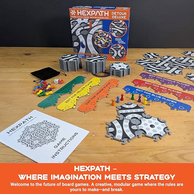 HexPath 5-in-1 Modular Strategy Board Game Set | Create & Customize Your Own Game | Award-Winning & MESH Accredited Game for Family Nights | Great Gift for Teens & Adults (Age 7+)