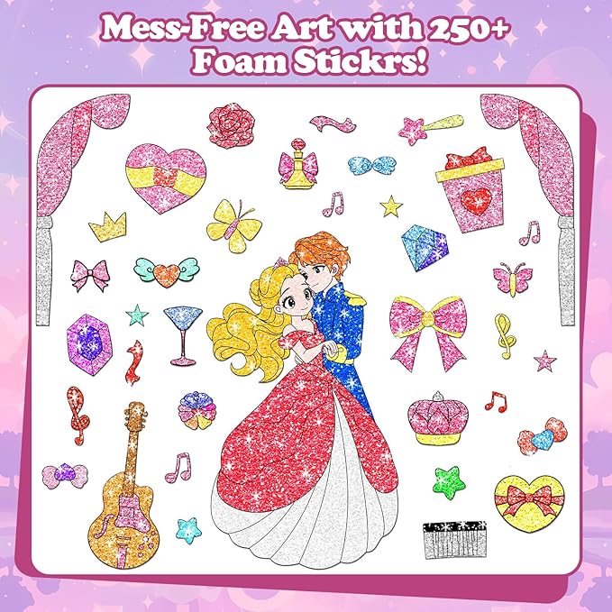 MyPixie Foil Art & Fun - No Mess Princess Foil Crafts for Kids, DIY Creative Activity, Craft Kits & Supplies, Birthday Gifts, Arts & Crafts, Toys, Gifts for Ages 4, 5, 6, 7, 8, 9, 10