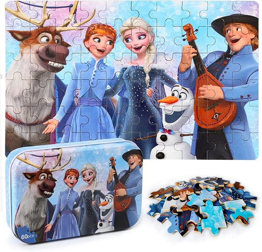 Puzzles for Kids Ages 4-8, 60 Pieces Puzzles for Kids Ages 3-5 in a Metal Box Girls and Boys Learning Educational Jigsaw Puzzle Toys Gifts