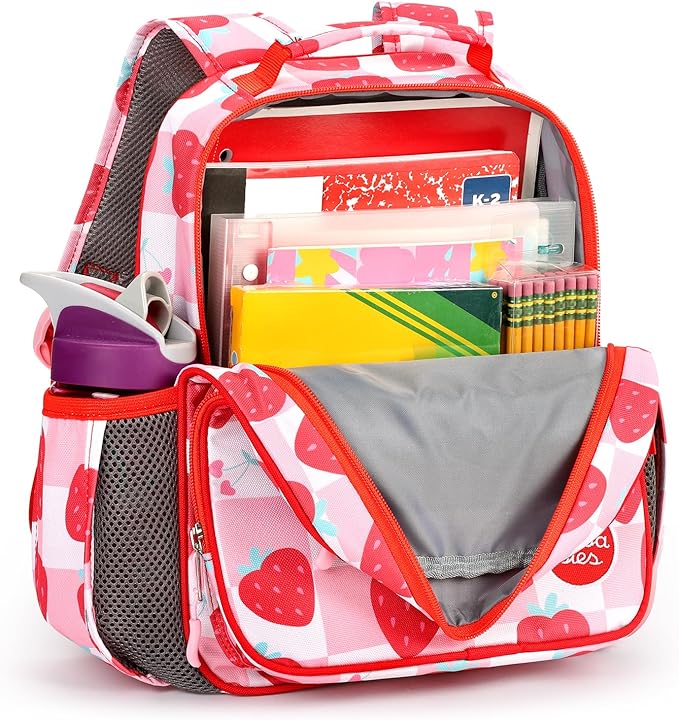 mibasies Toddler Backpack for Girls 2-4: Preschool Kindergarten Backpack - Cute Kids Backpacks for Girls - Strawberry Red