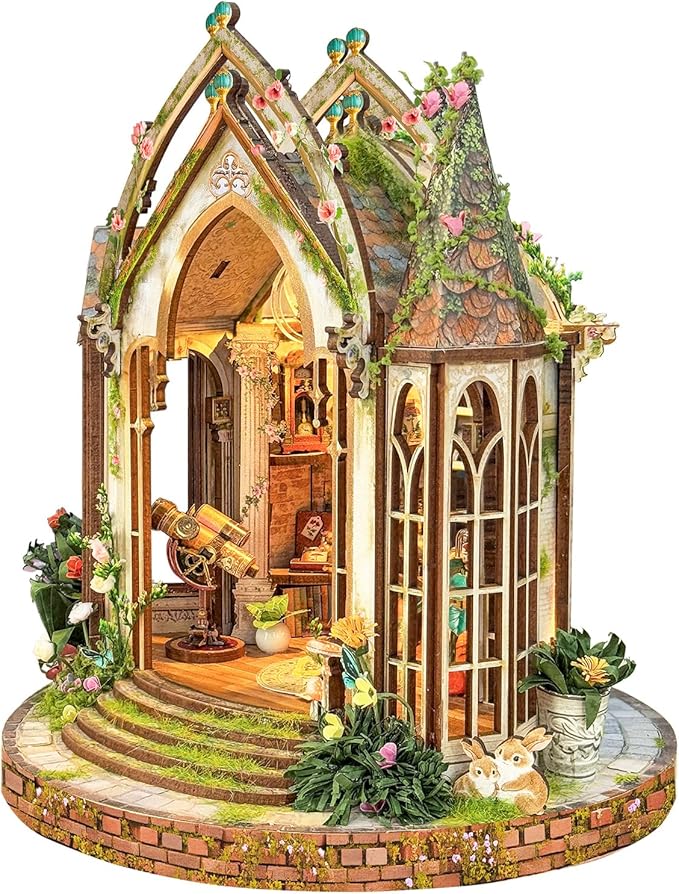CUTEROOM Miniature House Kits for Adults, Mini Dollhouse Wooden Furniture Kit, DIY Craft Kits Creative Room Tiny House for Decoration-Dream Flower Shop