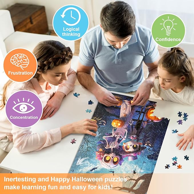 500 Piece Jigsaw Puzzles for Adults and Teens and Kids Family Horror Idea Happy Halloween Toy Skull Couples