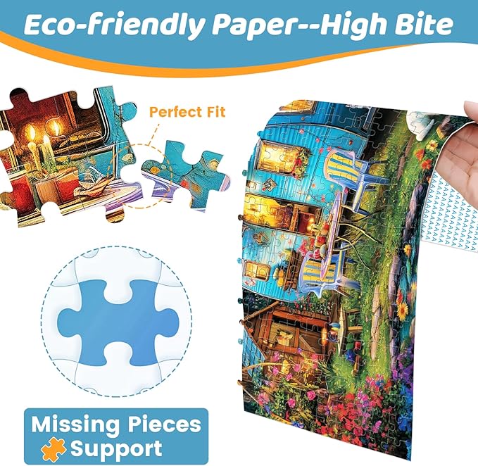 300 Pieces Puzzles for Adults | Camper Cat Jigsaw Puzzles | Large 300 Piece Puzzle for Children Adults Seniors | Sturdy,Safe | Engaging & Educational Toys Great Gift for Boys Girls 20.5 x 15 in