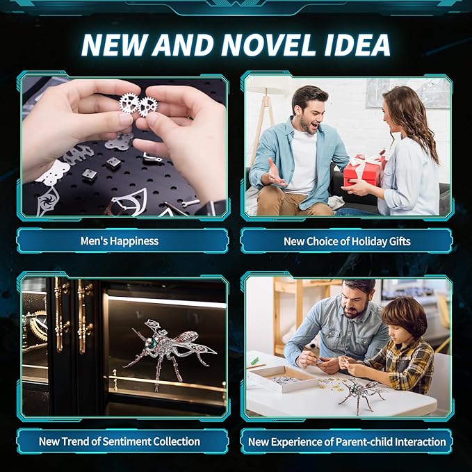 3D Puzzles for Adults, Metal Model Kit Wasp Mechanical Puzzle for Adults/Teens, DIY Creative Craft Gifts Kits Difficult Assembled 3D Puzzle for Family Time, Home Decor (Rosegold)