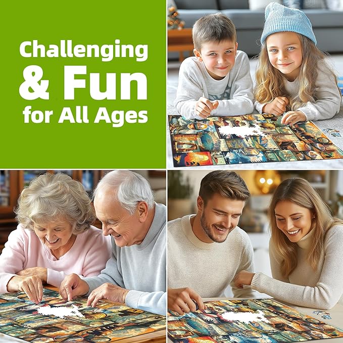 Blueforest National Parks Vintage Poster 1000 Piece Puzzle for Adults - Challenging Jigsaw Puzzle Featuring Zion, Yellowstone, Yosemite, Hawaii & Everglades Landscape Art