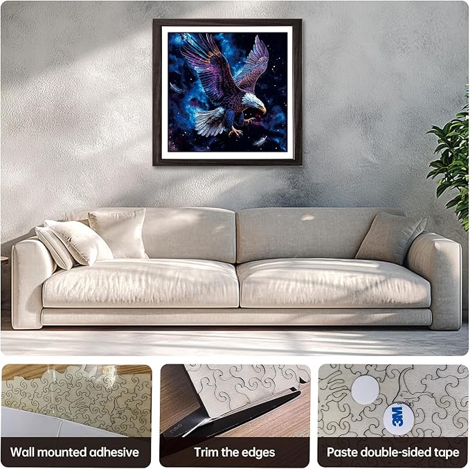 Wooden Puzzle for Adults,Magical Eagle Jigsaw Puzzles(14.9 * 14.9 inch-300 Piece),Beautiful Wooden Puzzle with Box Birthday Gifts for Adults Family Game