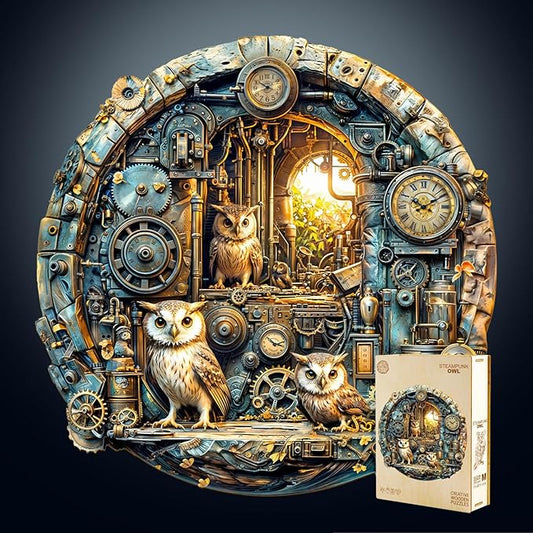 Wooden Puzzles for Adults,Vibrant owl Shaped Unique Wooden Jigsaw Puzzles, Gifts for Family or Friends for Any Holiday.(11.4X 11.4In 200pcs)