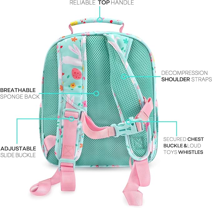 mibasies Girls Backpack 5-8: Lightweight Kids Backpacks for Girls - Girl Bookbag for Elementary School - Rabbit