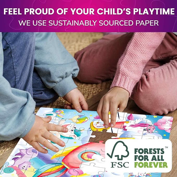 QUOKKA Puzzles for Kids Ages 4-6 - Set of 4x60 Jigsaw Puzzles for Toddlers 3-5 - Unicorn Princess Animals Toys for Children 6-8 yo - Gift Educational Game for Boys & Girls