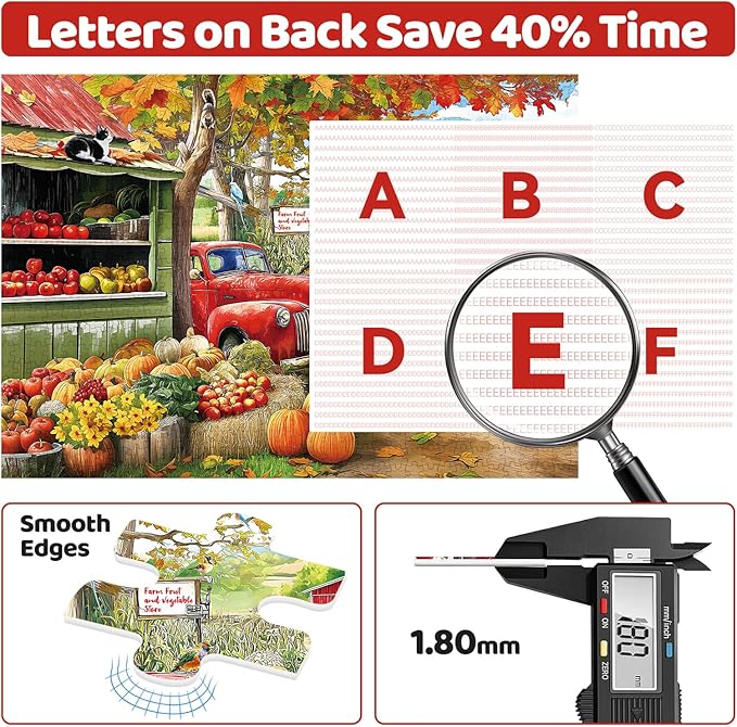 Puzzles for Adults 1000 Pieces, Jigsaw Puzzles 1000 Pieces – Autumn Harvest Farm Puzzle with Dog, Squirrel, Kitten, Golden Leaves & Pumpkins – Cozy Fall Scene for Nature & Animal Lovers (28 x 20 in)