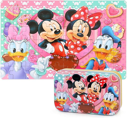 LELEMON Puzzles for Kids Ages 4-6, 60 Piece Puzzles for Kids Ages 3-5 in a Metal Box, Educational Kids Puzzles Jigsaw Puzzles for Kids Ages 4-8 Childrens Puzzle Games Puzzle Toys for Girls and Boys