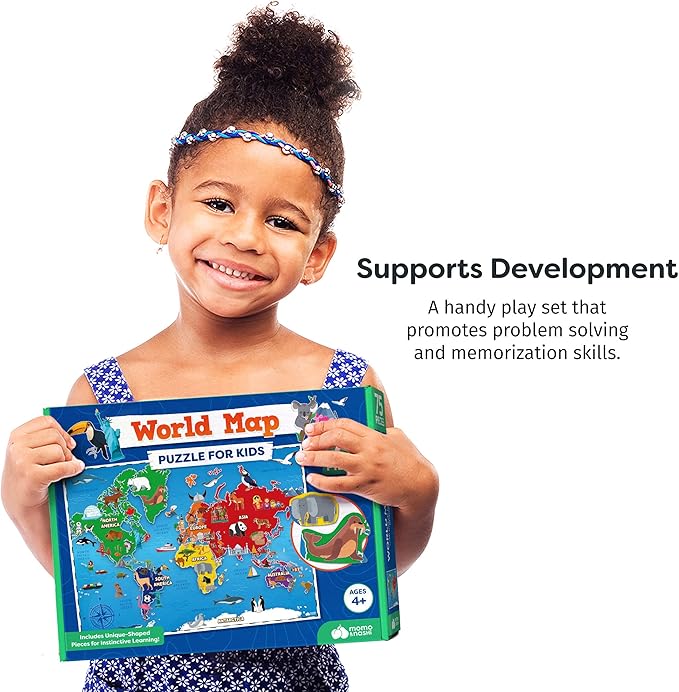 World Map Puzzle for Kids - 75 Piece - World Puzzles with Continents - Childrens Jigsaw Geography Puzzles for Kids Ages 4-8, 5, 6, 7, 8-10 Year Olds - Puzzle Maps Educational Toys for 4+ Year Old
