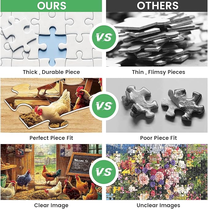 2 Pack 300 Piece Puzzle for Adults, Birds Feasting in the Garden Jigsaw Puzzles,Chicken Barn Scene 300 piece puzzle, Challenging Puzzle for Adults, Seniors and Kids, Perfect for Family Game 20.5*15 in