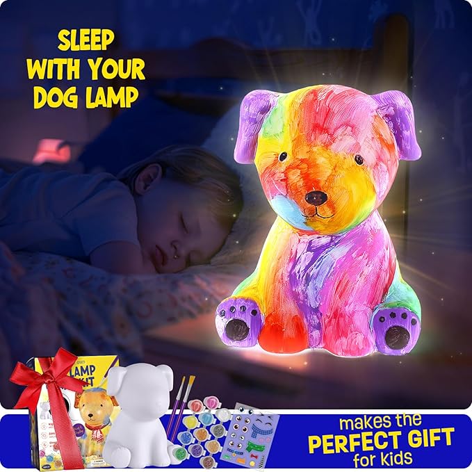 Paint Your Own Dog Lamp Kit, Art Supplies Painting Kits for Kids, Arts and Crafts for Kids Ages 8-12, Dog Toys Girls Boys Halloween Birthday Christmas Gifts Ages 3 4 5 6 7 8 9 10 11 12+