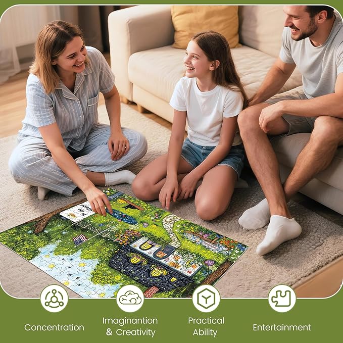 300 Piece Puzzles for Adults, Sunny Village 300 Piece Puzzle, Charming Countryside Flower Jigsaw Puzzles, Relaxing Gifts for Adults, Seniors and Kids, Finished Size 20.5” x 15”