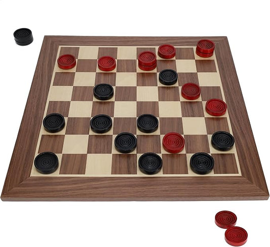 WE Games Old School Red and Black Wooden Checkers Set -12 in.