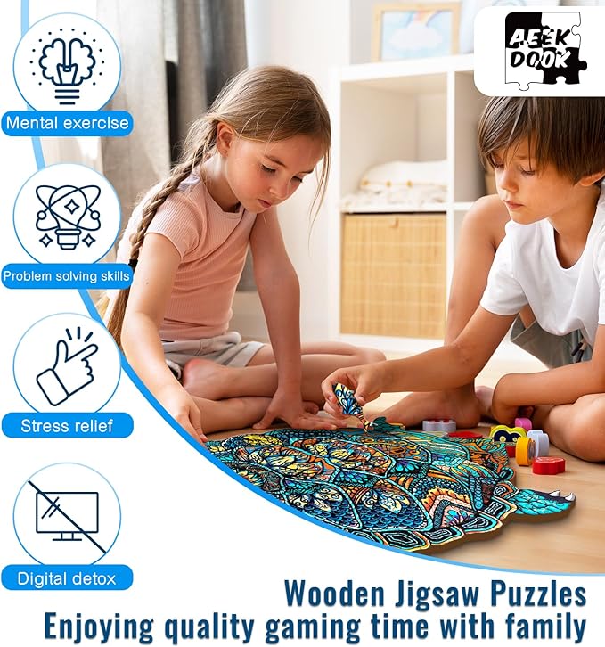 Wooden Puzzles for Adults - Sea Turtle Wooden Jigsaw Puzzles for Adults - Unique Animal Shape Wood Cut Puzzles Relax Puzzles (L-14.9 * 12.6in - 300psc)