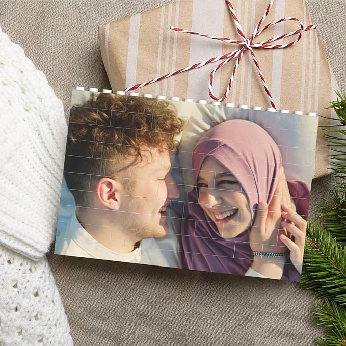 Custom Building Brick Personalized Photo Block Puzzle Valentines Day Gifts Building Block Family Portrait Photograph DIY Gifts for Women, Men,Kids Horizontal Shaped Brick Puzzle (Rectangular)