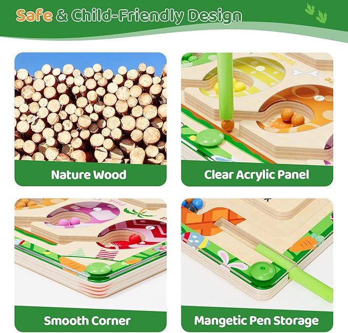 Magnetic Color and Number Maze,Dinosaur Eggs Montessori Toys for 2 3 4 5 Year Old,Counting Matching Learning Toys,Easter Birthday Gifts for Kids