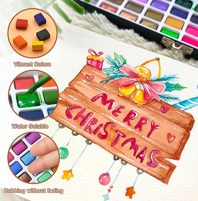 Artecho Watercolor Paint Set 100 Colors with Metallic in Portable Box, Paint Kit with Watercolor Papers and Brushes, Water Color Set for Beginners & Professionals