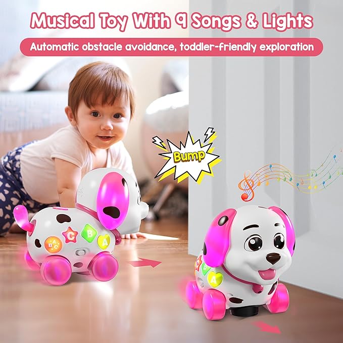 Toys for 1 Year Old Girl Gifts, Baby Toy 6-12-18 Months, Musical Puppy Toddler Learning Toy for 1 Year Old Boy Gift Present, 1st Birthday Gril Gift, Bilingual Toys with Music Light