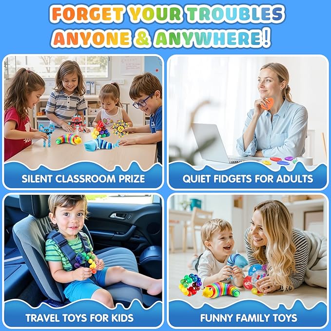 Fidget Sensory Toys for Kids Adults with Autism ADHD: 13 Pack Anxiety Relief Items Toy, Fun Classroom Prize & Travel Toys, Stress Relief Toy Gifts Party Favors for Kids