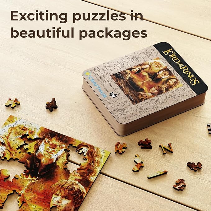 Crafthub The Lord of The Rings Wooden Puzzles for Adults – A3 Size with 207 Pieces Wood Puzzles – The Lord of The Rings – Jigsaw Puzzles with Unique Shapes – 9.1" x 12.2"