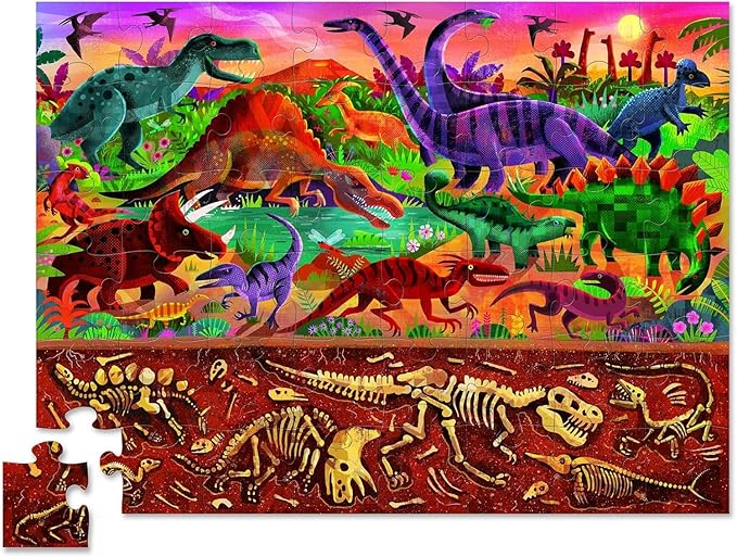 Crocodile Creek Above + Below 48-Piece Jigsaw Floor Puzzle - Fun Floor Puzzles for Kids Ages 4-8 - Dinosaur World - 27 x 20 inches Finished