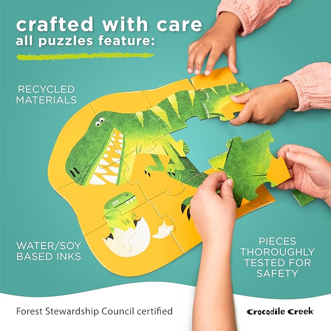 Crocodile Creek 36-Piece Jigsaw Floor Puzzle - Fun Floor Puzzles for Kids Ages 3-5 - Heavy-Duty Shaped Box for Storage - All Aboard - 24" W x 18" H Finished