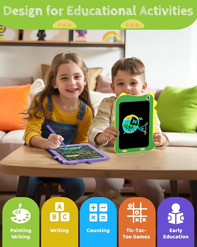 TEKFUN LCD Writing Tablet for Kids, Doodle Board Drawing Pad for Toddlers, Dinosaur Toys for Kids, Travel Toys for 3 4 5 6 Year Old Boys Girls, Easter Birthday Christmas Gifts (8.5in Green)