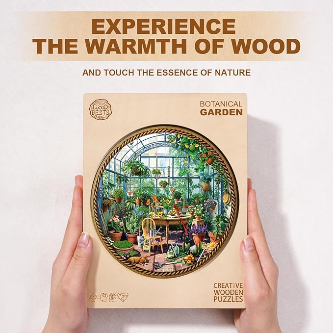 Jigfoxy Wooden Puzzles for Adults, Botanical Garden Wood Puzzles Adult, Unique Animal Shape Wooden Jigsaw Puzzles for Adults, Birthday Gifts for Puzzle Lovers, Family, Friend (M-11.4 * 11.4in-200pcs)